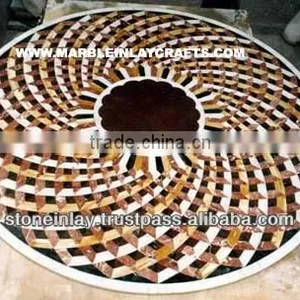 Round Marble Mosaic Table Top thumbnail-1