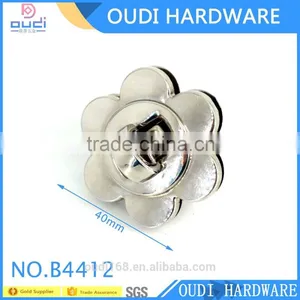 Shiny Nickel Flower Shape Bag Turn Lock Making Accessories thumbnail-2