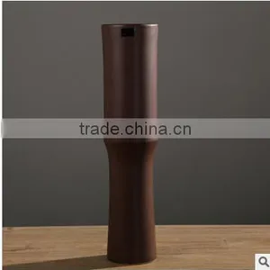 Chocolate Color Desk Tall Cylinder Vases From Jingdezhen Factory thumbnail-3