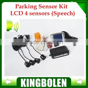 Free Shipping 4 Sensors English Human Voice LCD Parking Sensor Kit Real Person Speech 22mm Car Reverse Backup Radar System 12V thumbnail-1