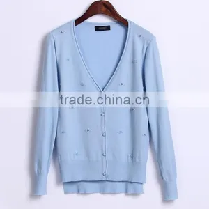 2014 New Style Woman Pearl Clasp V-neck Cardigan thumbnail-1