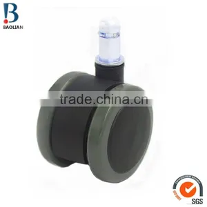 China 2"grey Nylon PU Rubber Furniture Caster Wheels With Grip Ring Stem thumbnail-1