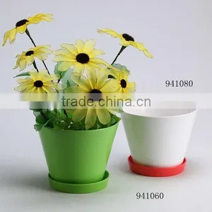 Wholesale Round Colorful Plastic Melamine Flower Pot With Bottom thumbnail-1