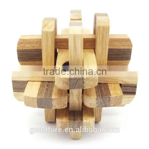 2015 Hot Sale Wooden IQ Intelligent Puzzle Magic Puzzle Kongming Lock Brain Teaser Model Number GAD1089 thumbnail-1