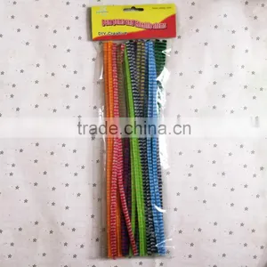 China Factory Supply DIY Crafts 0.6*30cm Colorful Striped Pipe Cleaners Toys for Kids thumbnail-1