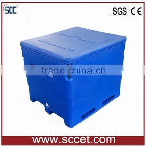 600Liter Blue Rotational Molded Fish Container, PE Plastic Fish Cooler Container thumbnail-1