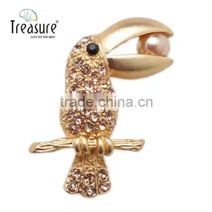Gemstone Jewelry Parrot Alloy Golden With Little Rhinestone Brooch Jewelry thumbnail-1