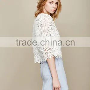 Newest White Loose Lace Cotton Smock Vest Blouses Blouses Women Ladies Teen Girls Summer Plus Size Clothes for Fat Women thumbnail-2