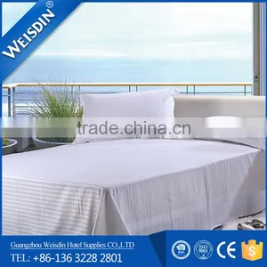 Hotel Single Bed Use 1cm Stripe 100% Cotton Bedding Sheet Wholesale Luxury Bed Sheet Quality Choice thumbnail-1