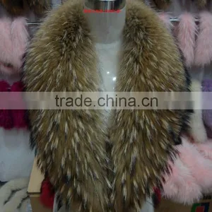 Winter Warm Hot Sale Big Raccoon Fur Collar Customized Plump Raccoon Fur Shawl Collar thumbnail-6