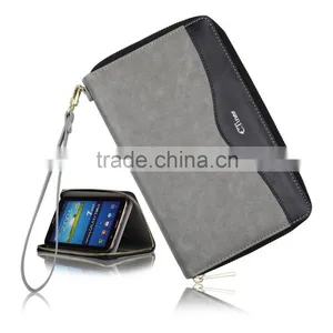 C&T Genuine Leather Wallet Card Cover Tablet Zipper Bag Case for Samsung Galaxy Tab 3 P3200/P3210 7 Inch thumbnail-1