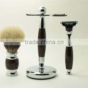 Hot Sale Metal Shaving Bowls Luxury Razors Real Badger Hair Brushes Shaving Set thumbnail-4