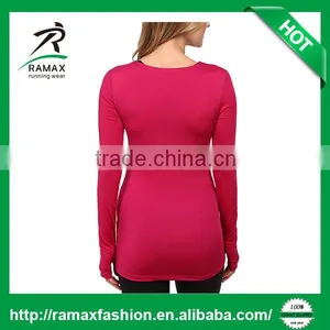 Ramax Custom Women Tight Long Sleeve V-neck Dri Fit Gym Top thumbnail-3