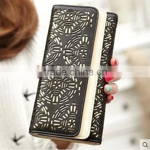 Fashion Hollow Out Design Paper Women Wallet With Custom Pattern , Chinese Paper Cut Design Lady Girl Wallet With Magnet Closure thumbnail-2