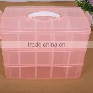 33.2cm*18.5cm*24.5cm Three Layers 30 Compartments Jewelry Adjustable Plastic Clear Box Jewelry Earring Bin Case Container thumbnail-4
