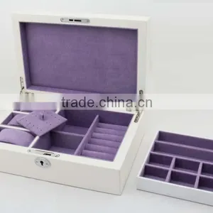 Custom High Gloss Piano Lacquer White Jewelry Wooden Box thumbnail-1