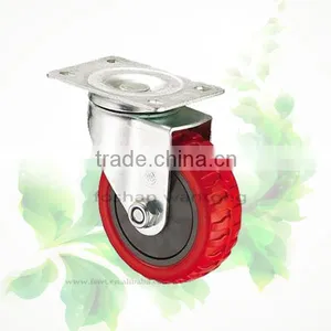 Red Polyurethane Casters Medium Duty Swivel Furniture Caster Wheel thumbnail-1