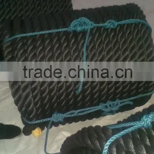 3 Plait Black Color Polypropylene Mooring Rope thumbnail-3