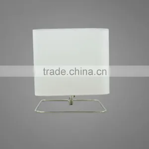 Chrome Plated Metal Base With White Fabric Square Lampshade Table Light Bedside Table Lamp Study Table Light thumbnail-1