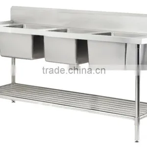 Wholesales Commercial Kitchen Stainless Steel Sink Table thumbnail-3