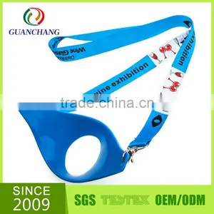 High Quality Flat Polyester Drink Sling Bling Lanyard Wine Glass Holder Set thumbnail-1