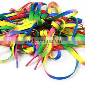 High Quality Polyester Rainbow Flat Shoelace thumbnail-2