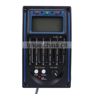 High Quality EQLC-5 5-Band EQ Equalizer System Acoustic Guitar Preamp Piezo Pickup LCD Screen Tune thumbnail-4