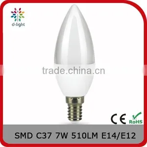 C37 510lm 7w Replacement 50w E12 Aluminum and Plastic Body Candle Light Bulb thumbnail-1