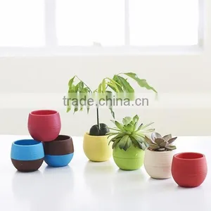 Mini Round Plastic Plant Flower Pot Home Office Decor Planter thumbnail-1