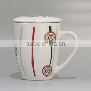 Ceramic Porcelain Coffee Mug With Filter and Lid thumbnail-1