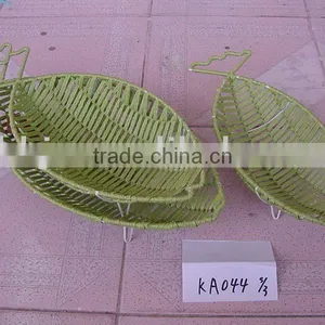 Green Leaf Shaped Paper Rope Woven Storage Sundries Basket thumbnail-1