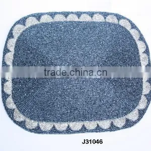Grey Glass Bead Place Mats With White Border Available in More Colours thumbnail-1