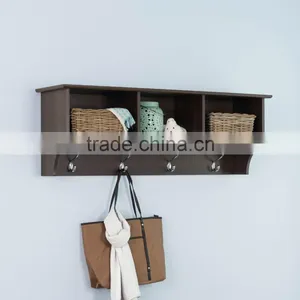 Espresso Wall Mount Jacket Hanging Shelf/Entryway Cubbie Shelf thumbnail-1