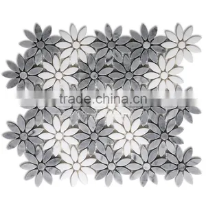 MM-CV294 Hot Sale Floor Natural Stone Flower Pattern Marble Mosaics Tile thumbnail-1