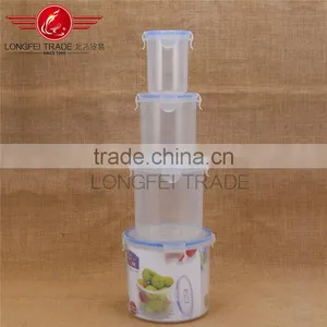 Eco-friendly 4pcs Cylindrical Plastic Preservation Box /crisper Food Storage Box thumbnail-1