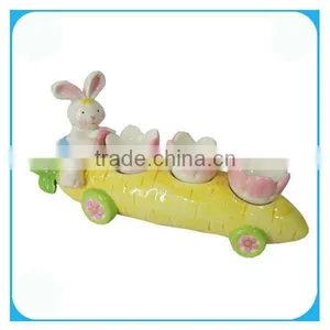 Cute Ceramic Easter Rabbit And Radish Design With Flowers thumbnail-1