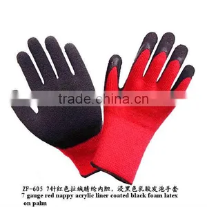 7 Gauge Red High Grade Nappy Acrylic Coated Black Foam Latex on Palm thumbnail-1