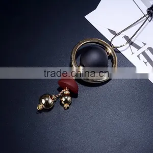 Large Ball Hoop Pendant Necklace Geometric Pendant Long Necklace Korea New Design Sweater Necklace thumbnail-1
