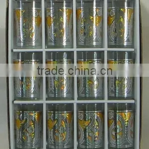 GH305 12pcs Glass Drinking Set With Bronzing Deco thumbnail-1