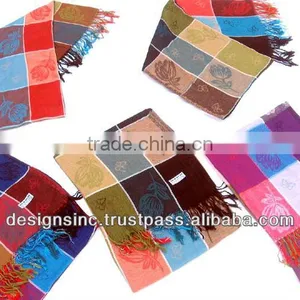 Girls Fashion Grid Colour Cotton Shawl in India thumbnail-1