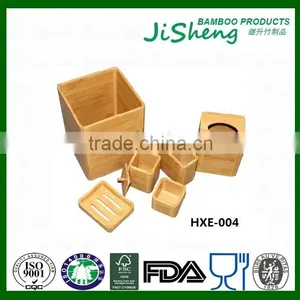 Set of 6 Bathroom Bamboo Products Soap Case Napkin Box thumbnail-1