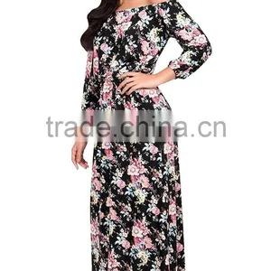 Floral Maxi Dress Long Sleeve Womens Off Shoulder Summer Floral Print Cute Boho Long Sleeve Maxi Long Summer Dresses thumbnail-3