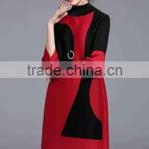 Women Creased 3/4 Sleeve Printing High Elastic Dresses Wholesale thumbnail-2