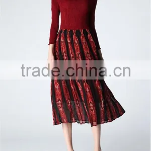 Latest Design Spring Lady Pleated Bohemia Long Dress thumbnail-4
