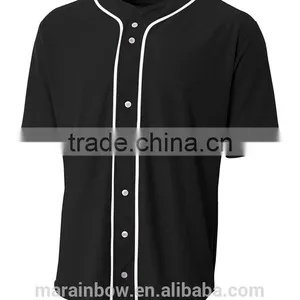 Mens Short Sleeve Full Button Baseball Top Blank Mesh Baseball Jerseys Grey/Black Plain Polyester Dry Fit Baseball Jersey thumbnail-2