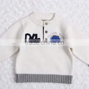 Round Neck With Buttons Boys Pullover Sweater Factory Price thumbnail-3