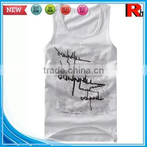 China Custom Wholesale Men Polyester Screen Printed Loose Fit Sports Tank Tops thumbnail-5