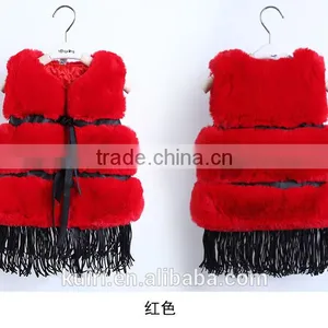 2015 Winter New Waistcoat European and American Girls Fur Vest Plus Thick Fringed/tassel Vest Faux Fur Vest Children's Jacket thumbnail-1