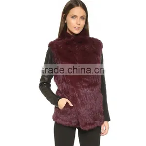 Myfur Factory Direct Wholesale Price Rabbit Fur Knitted Waist Coat Rabbit Fur Coats Girls thumbnail-3
