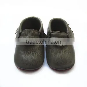 Slate Gray Rubber Sole Baby Moccasin Shoes Baby Prewalker Shoes thumbnail-1